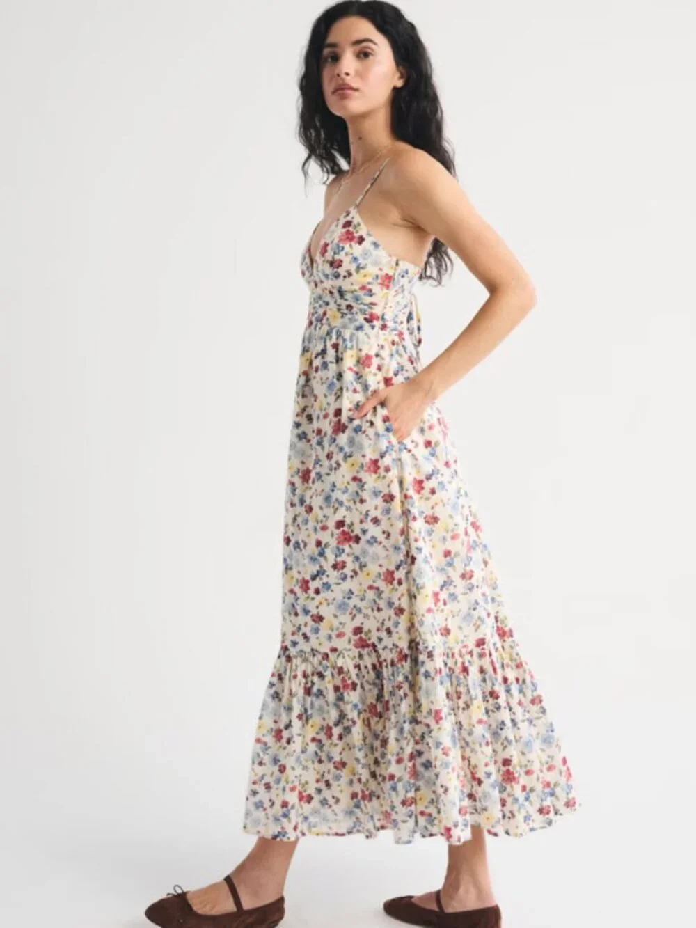 Abercrombie & Fitch Cream Floral Maxi Dress